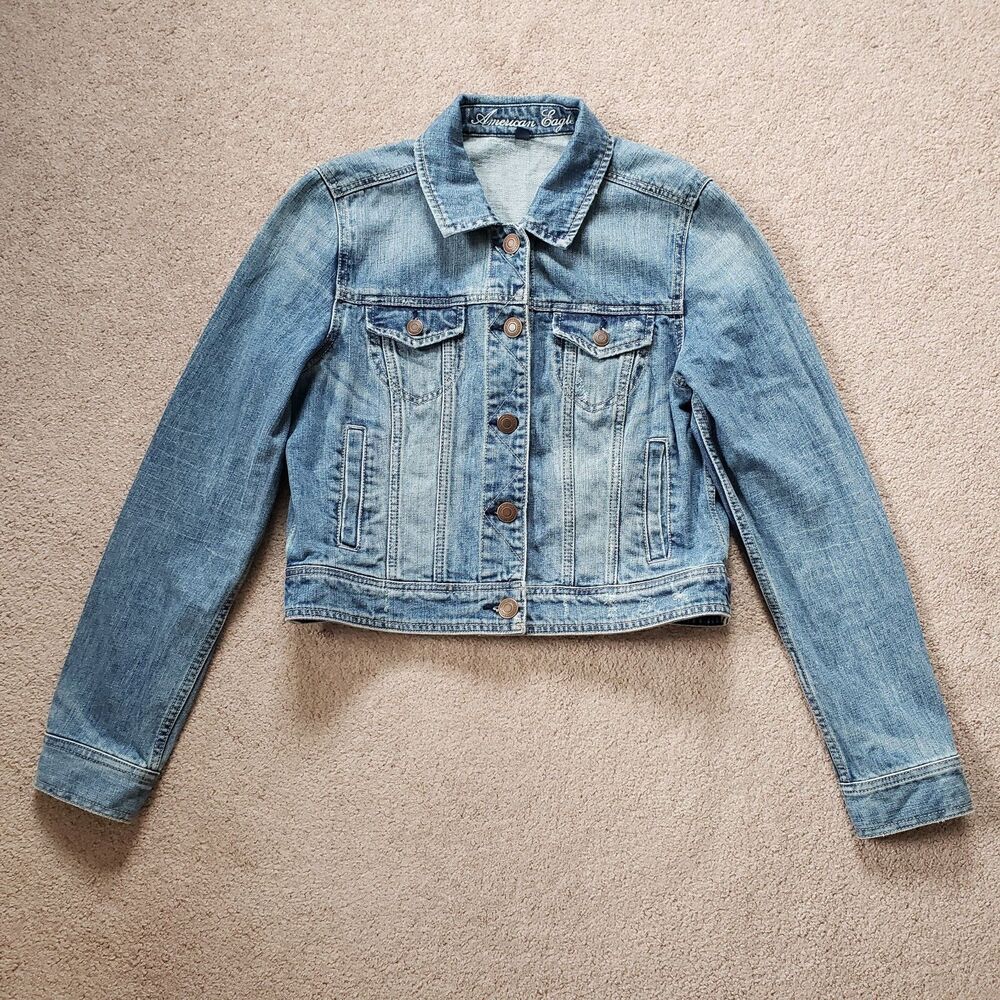 Vintage American Eagle Outfitters Classic Trucker Jean Jacket Distressed Size L